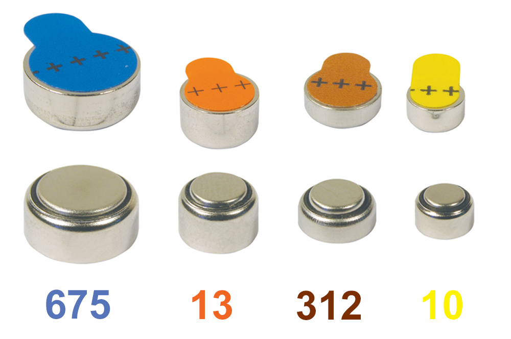 Hearing aid battery sizes and colours
